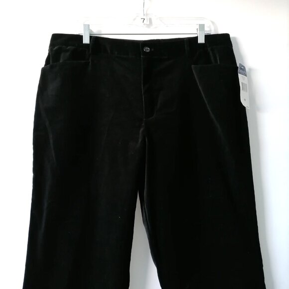 NWT Chaps Est. 1978 Womens Black High Rise Straight Leg Velvet Pant Size 16 - Picture 2 of 6